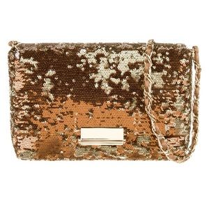 Reiss Sequin Shoulder Bag in Metallic Gold
